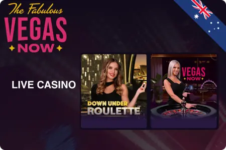 VegasNow Live Casino with Down Under Roulette table for Australian players